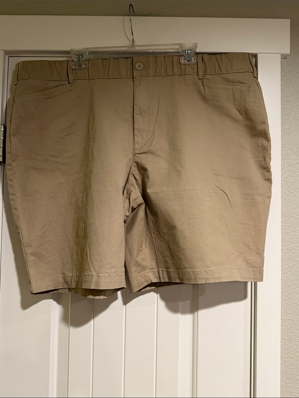 Eddie Bauer Tan Flat-Front Cotton Blend Shorts